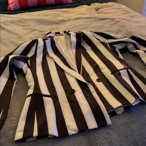 Black and white striped blazer